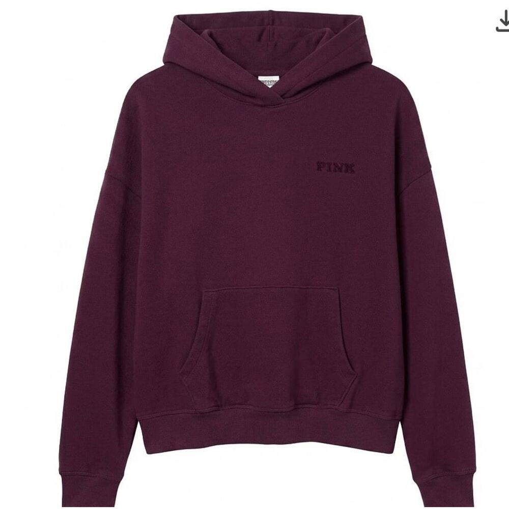 Victoria’s Secret Pink Pull Over Hoodie Varsity Ivy Logo Burgundy szM - Picture 4 of 4